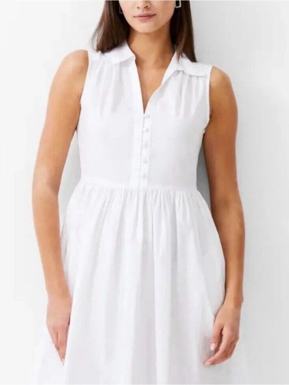 French Connection White Sleeveless Collared Sundress